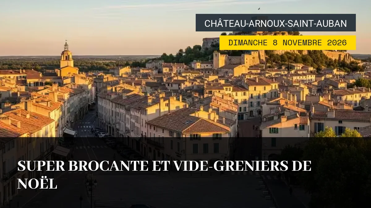 Affiche de l'événement : Super Brocante et Vide-Greniers de Noël – Dimanche 8 Novembre 2026