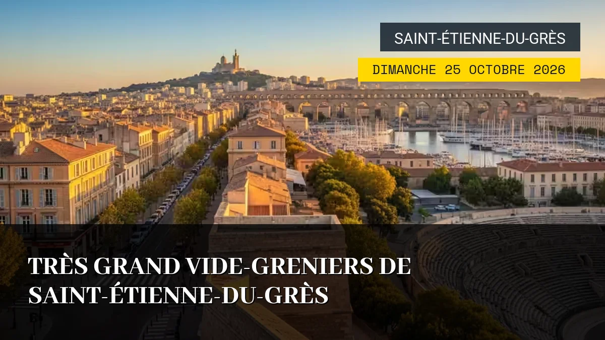 Affiche de l'événement : Très grand vide-greniers de Saint-Étienne-du-Grès – Dimanche 25 Octobre 2026