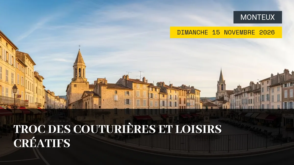 Affiche de l'événement : Troc des Couturières et Loisirs Créatifs – Dimanche 15 Novembre 2026