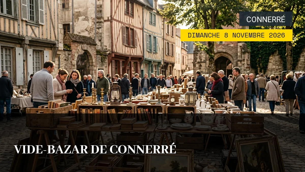 Affiche de l'événement : Vide-Bazar de Connerré – Dimanche 8 Novembre 2026