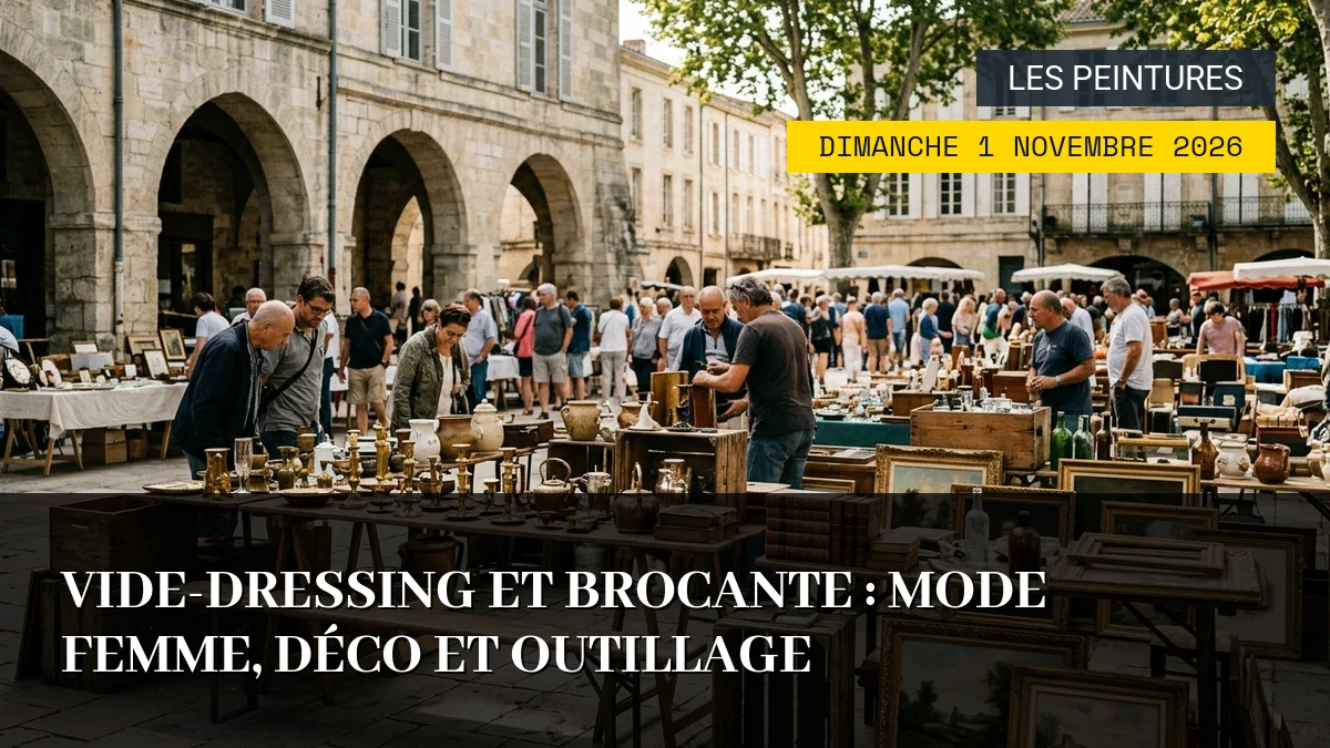 Affiche de l'événement : Vide-Dressing et Brocante : Mode Femme, Déco et Outillage – Dimanche 1 Novembre 2026