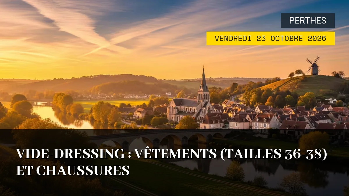Affiche de l'événement : Vide-dressing : Vêtements (Tailles 36-38) et Chaussures – Vendredi 23 Octobre 2026