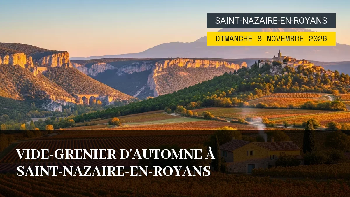 Affiche de l'événement : Vide-Grenier d&rsquo;Automne à Saint-Nazaire-en-Royans – Dimanche 8 Novembre 2026
