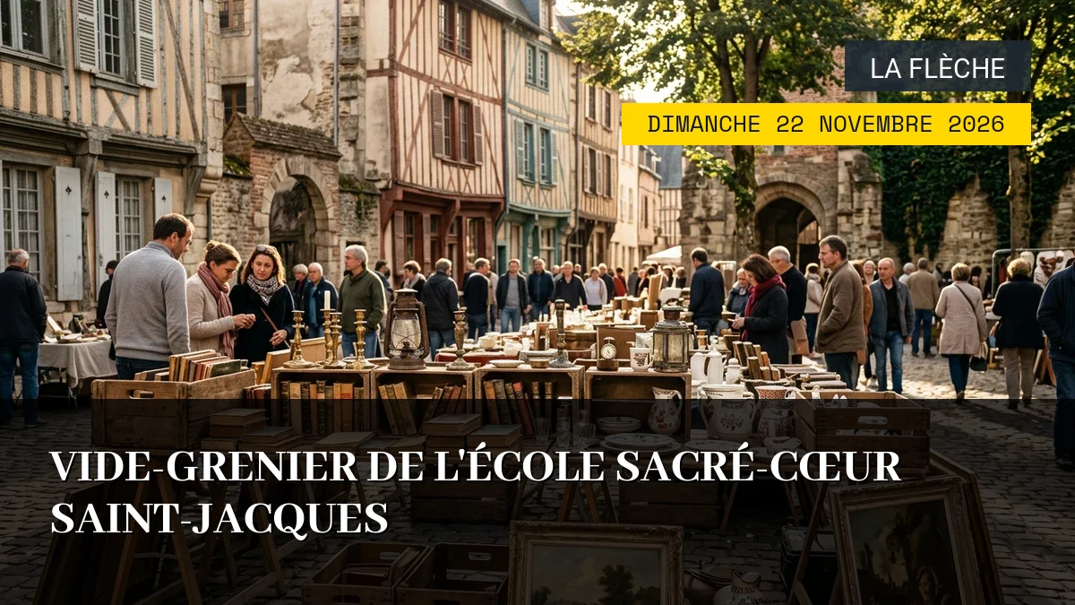 Affiche de l'événement : Vide-Grenier de l&rsquo;École Sacré-Cœur Saint-Jacques – Dimanche 22 Novembre 2026