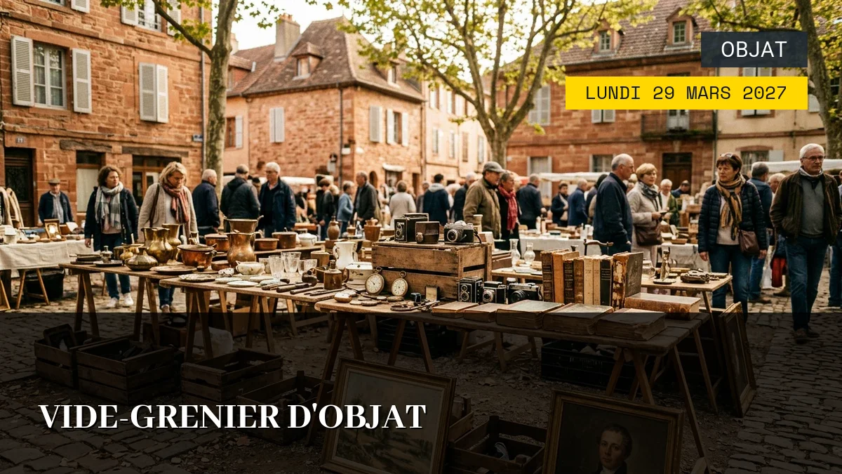 Affiche de l'événement : Vide-Grenier d&rsquo;Objat – Lundi 29 Mars 2027