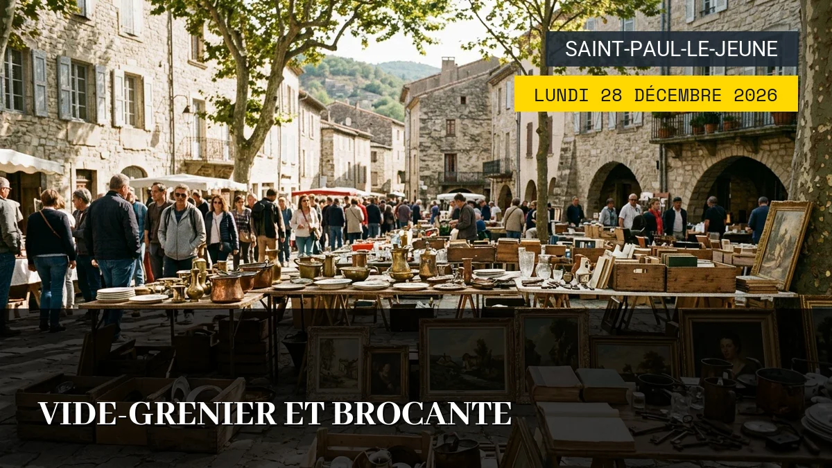 Affiche de l'événement : Vide-Grenier et Brocante – Lundi 28 Décembre 2026