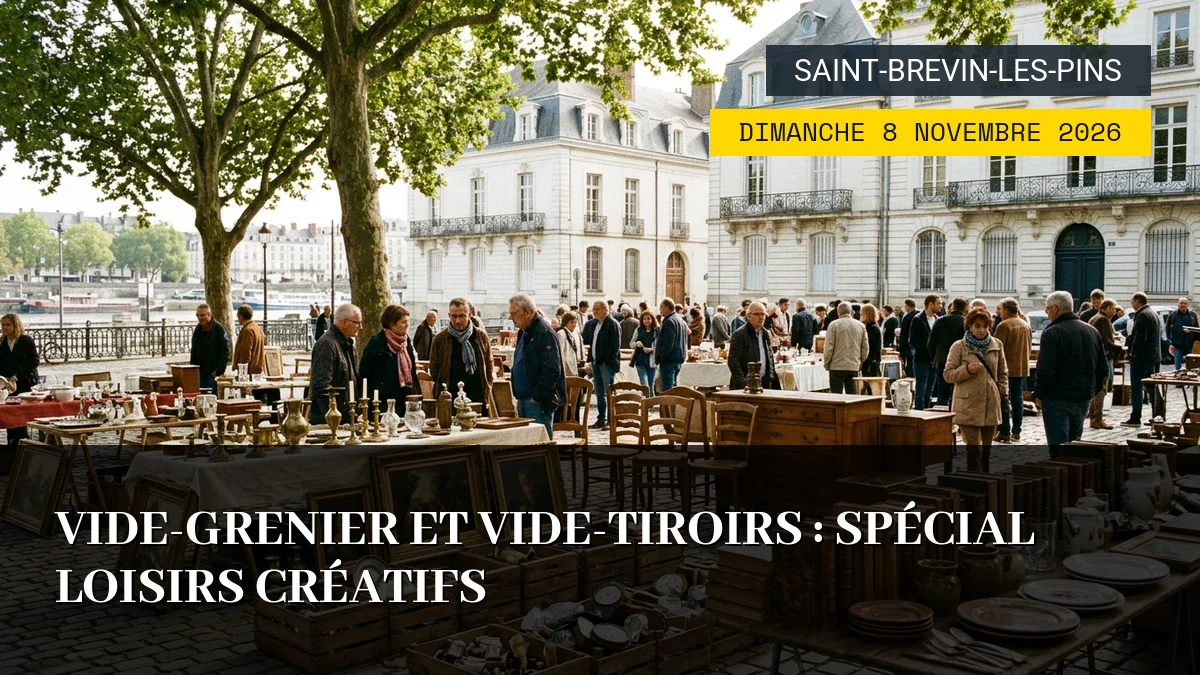 Affiche de l'événement : Vide-Grenier et Vide-Tiroirs : Spécial Loisirs Créatifs – Dimanche 8 Novembre 2026