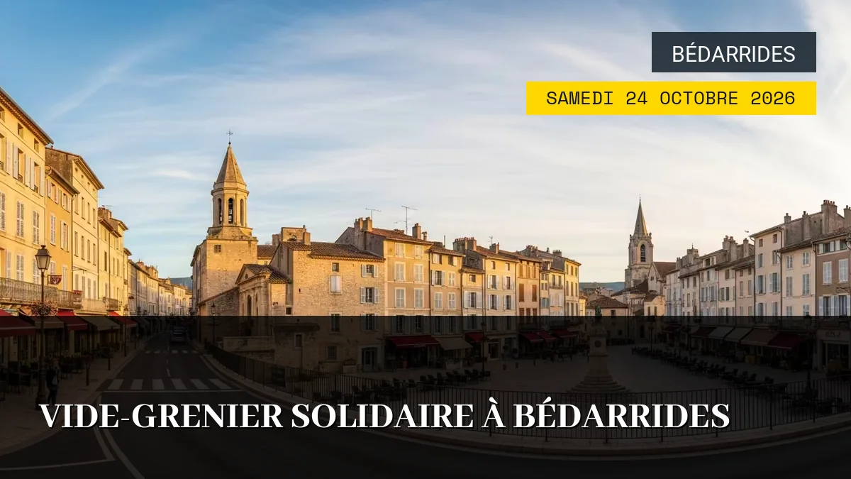 Affiche de l'événement : Vide-Grenier Solidaire à Bédarrides – Samedi 24 Octobre 2026