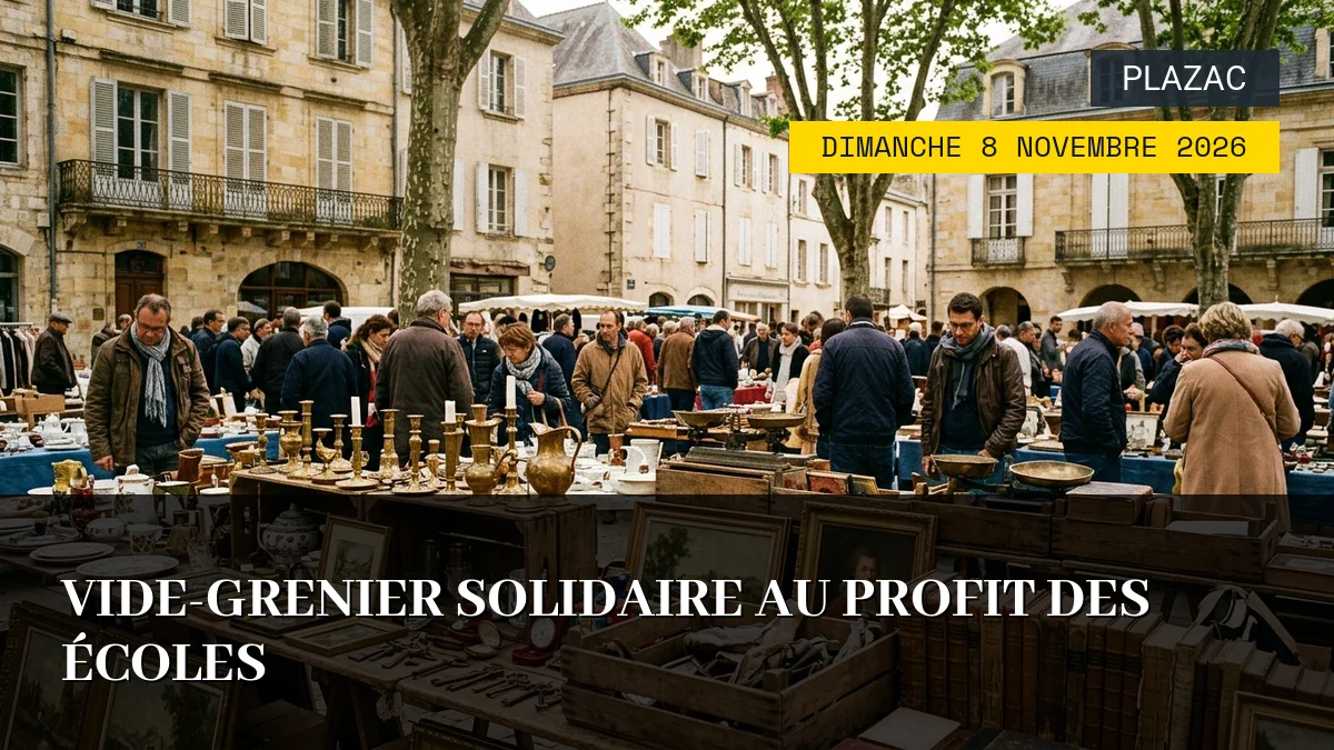 Affiche de l'événement : Vide-Grenier Solidaire au Profit des Écoles – Dimanche 8 Novembre 2026