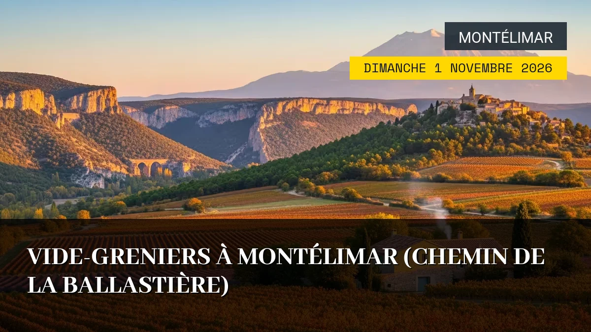 Affiche de l'événement : Vide-greniers à Montélimar (Chemin de la Ballastière) – Dimanche 1 Novembre 2026