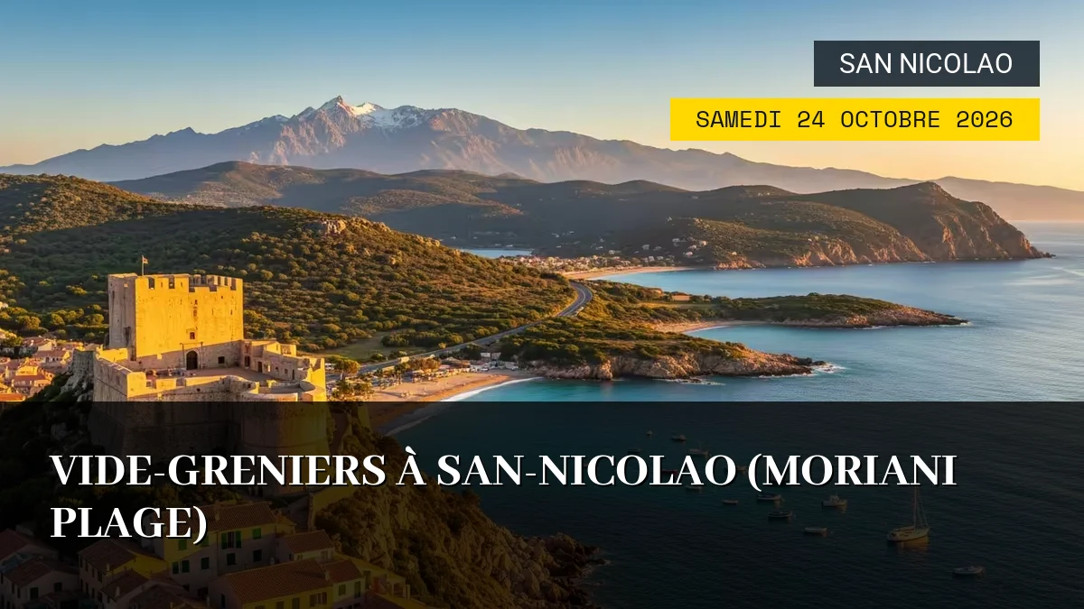 Affiche de l'événement : Vide-greniers à San-Nicolao (Moriani Plage) – Samedi 24 Octobre 2026