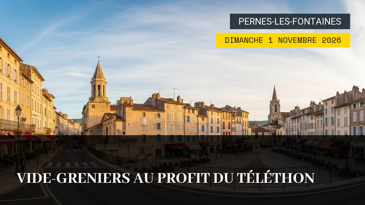 Affiche de l'événement : Vide-greniers au profit du Téléthon – Dimanche 1 Novembre 2026