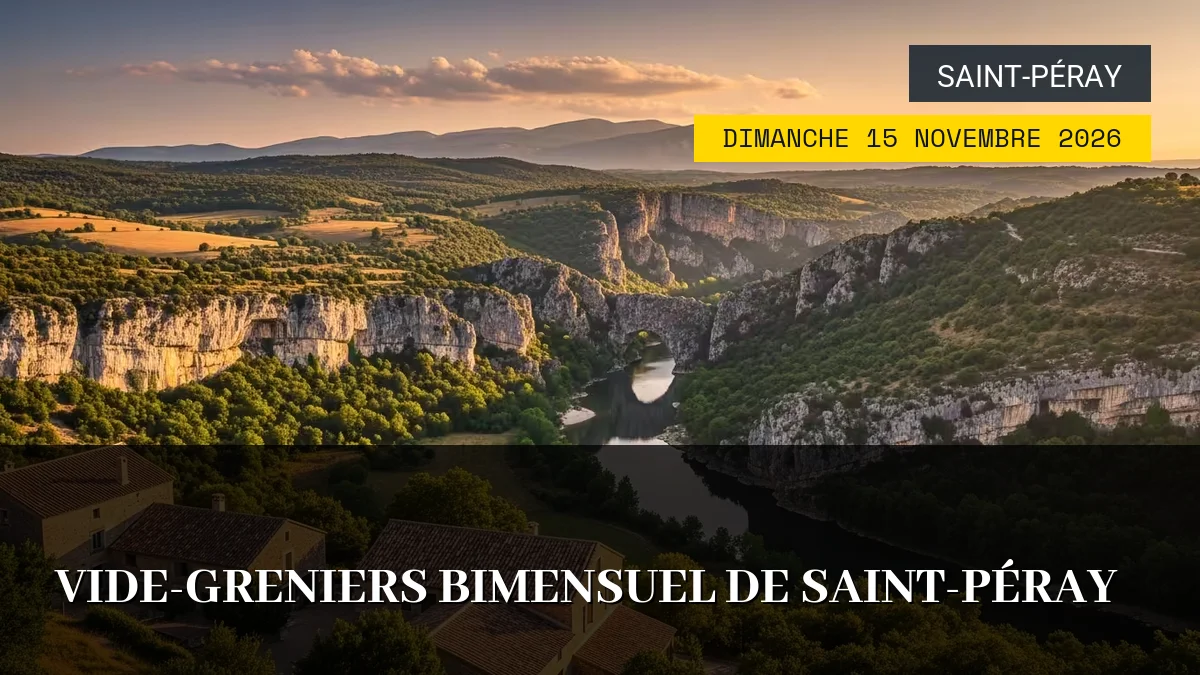 Affiche de l'événement : Vide-greniers bimensuel de Saint-Péray – Dimanche 15 Novembre 2026