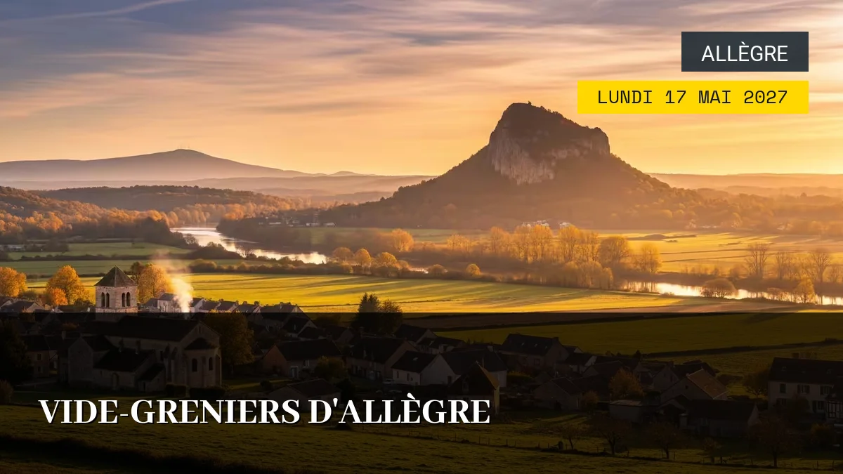 Affiche de l'événement : Vide-greniers d&rsquo;Allègre – Lundi 17 Mai 2027