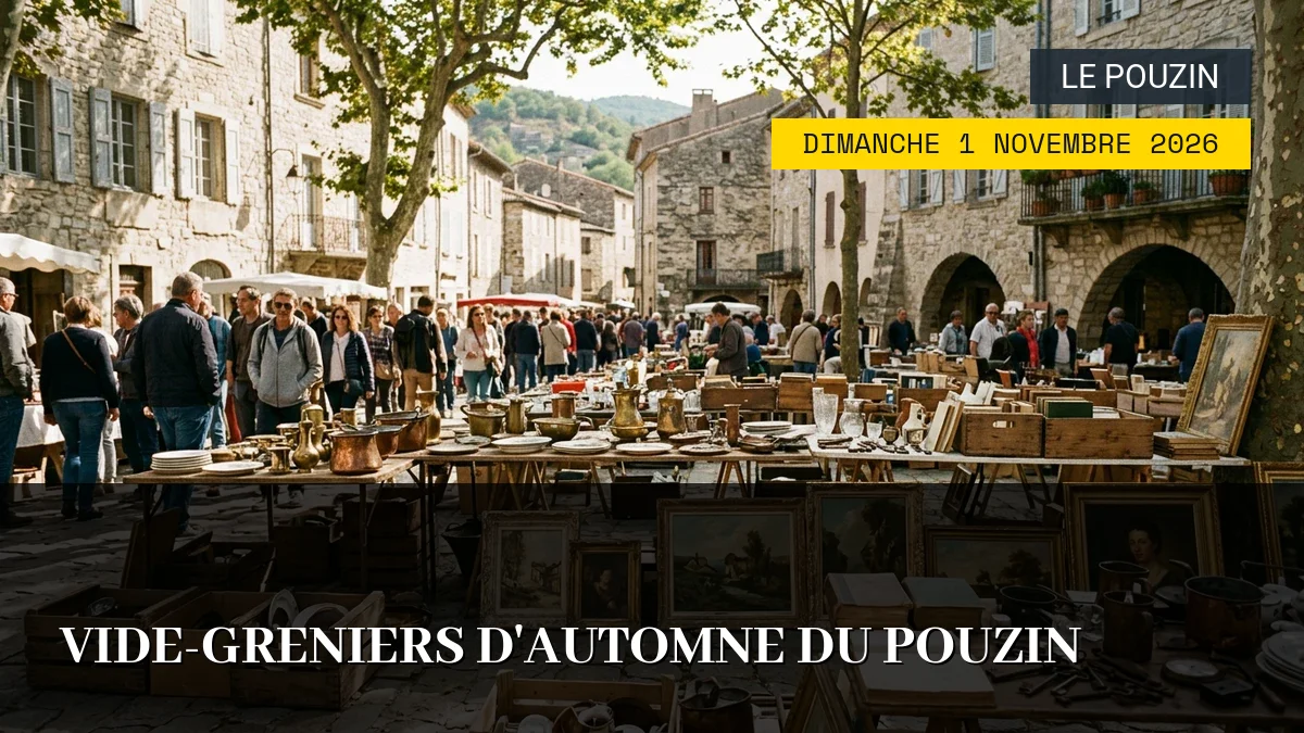 Affiche de l'événement : Vide-Greniers d&rsquo;Automne du Pouzin – Dimanche 1 Novembre 2026