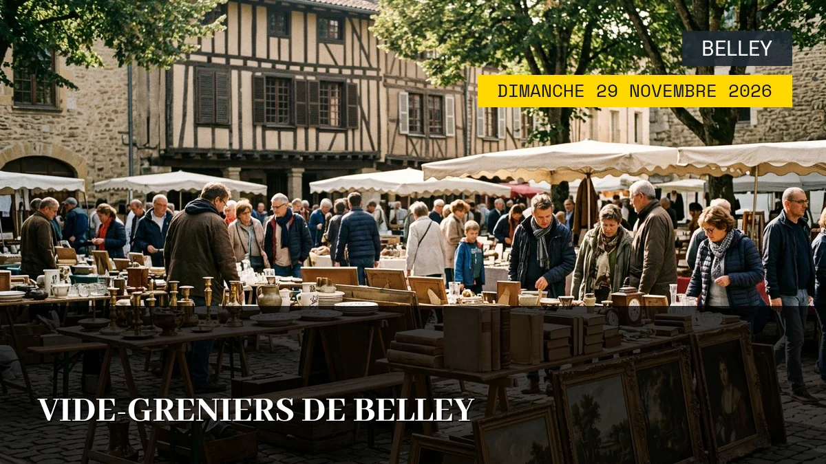 Affiche de l'événement : Vide-Greniers de Belley – Dimanche 29 Novembre 2026