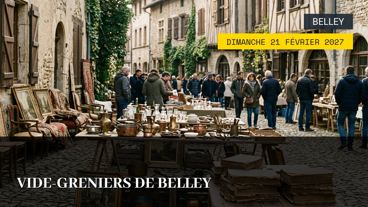 Affiche de l'événement : Vide-greniers de Belley – Dimanche 21 Février 2027