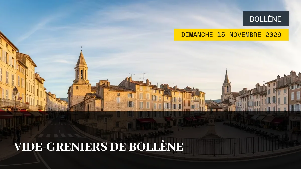 Affiche de l'événement : Vide-Greniers de Bollène – Dimanche 15 Novembre 2026