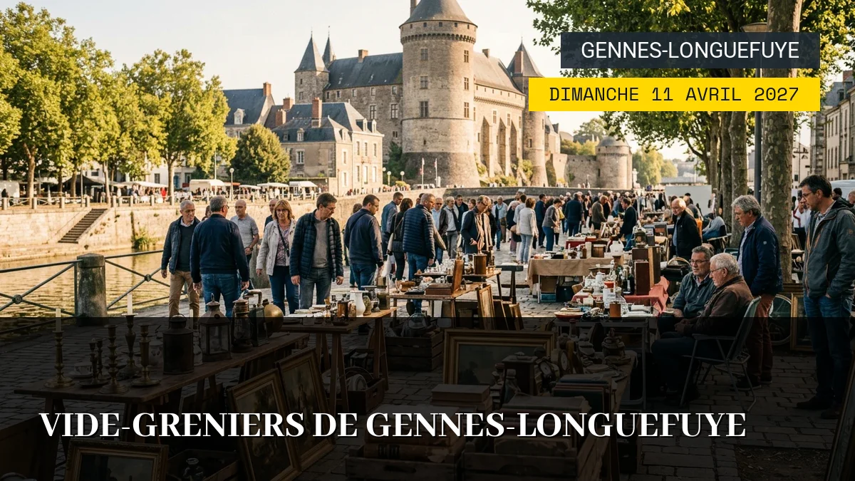 Affiche de l'événement : Vide-Greniers de Gennes-Longuefuye – Dimanche 11 Avril 2027
