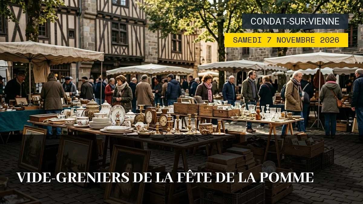 Affiche de l'événement : Vide-greniers de la Fête de la Pomme — Du Samedi 7 Novembre 2026 au Dimanche 8 Novembre 2026