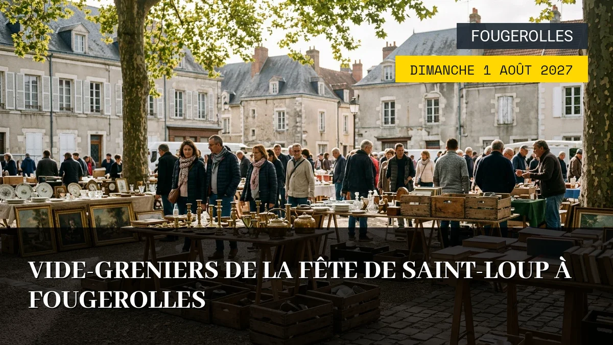 Affiche de l'événement : Vide-greniers de la Fête de Saint-Loup à Fougerolles – Dimanche 1 Août 2027