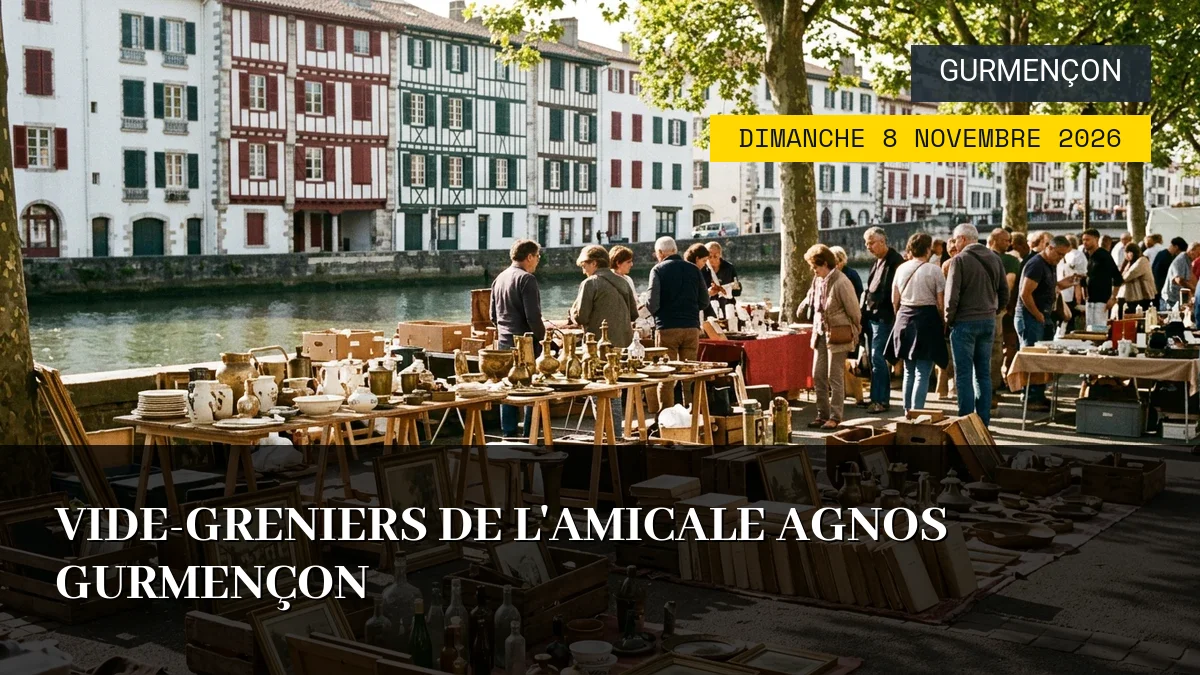 Affiche de l'événement : Vide-greniers de l&rsquo;Amicale Agnos Gurmençon – Dimanche 8 Novembre 2026