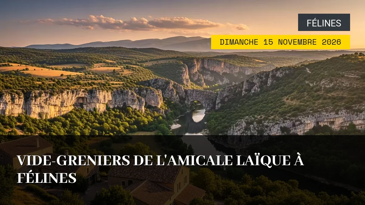 Affiche de l'événement : Vide-Greniers de l&rsquo;Amicale Laïque à Félines – Dimanche 15 Novembre 2026