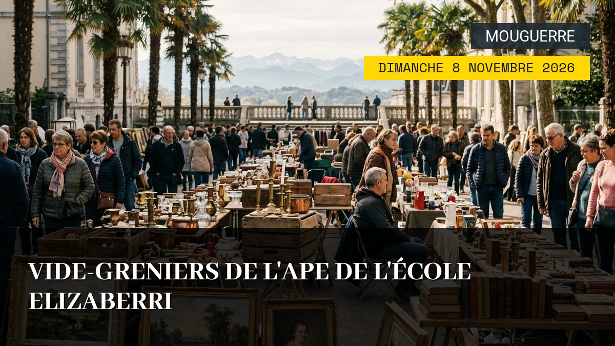 Affiche de l'événement : Vide-Greniers de l&rsquo;APE de l&rsquo;École Elizaberri – Dimanche 8 Novembre 2026