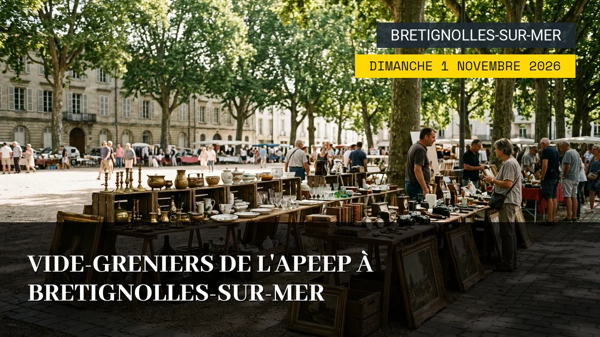 Affiche de l'événement : Vide-greniers de l&rsquo;APEEP à Bretignolles-sur-Mer – Dimanche 1 Novembre 2026