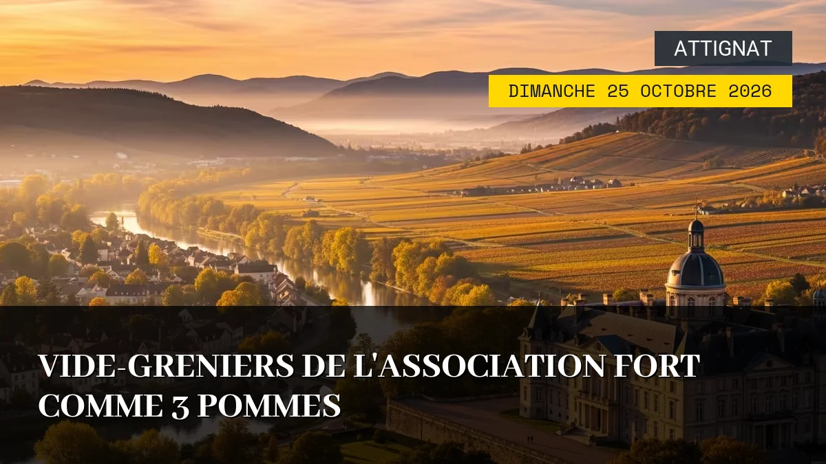Affiche de l'événement : Vide-greniers de l&rsquo;association Fort comme 3 Pommes – Dimanche 25 Octobre 2026