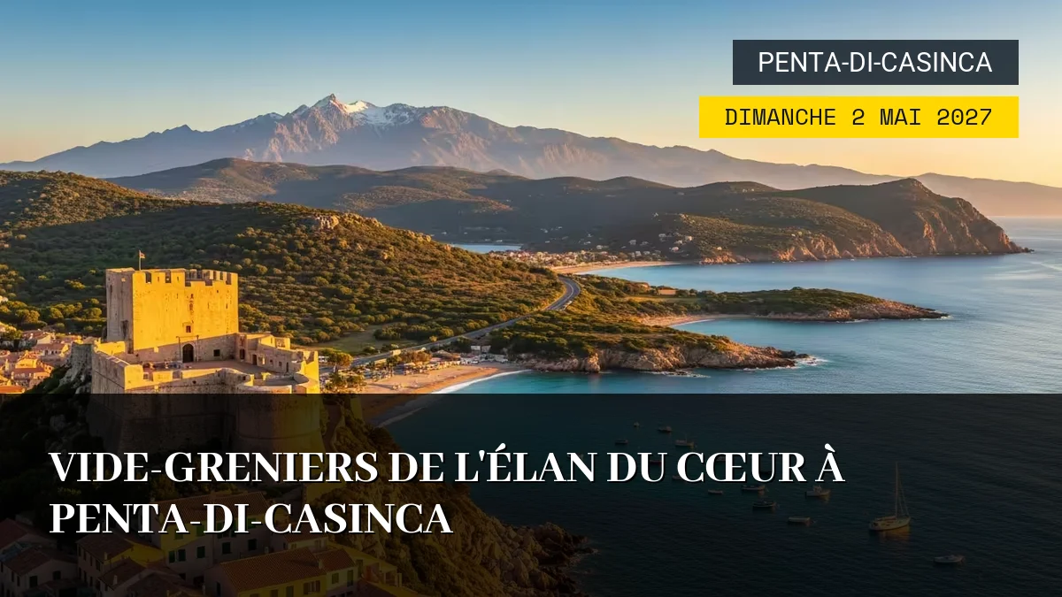 Affiche de l'événement : Vide-Greniers de l&rsquo;Élan du Cœur à Penta-di-Casinca – Dimanche 2 Mai 2027