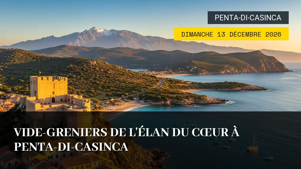 Affiche de l'événement : Vide-greniers de l&rsquo;Élan du Cœur à Penta-di-Casinca – Dimanche 13 Décembre 2026