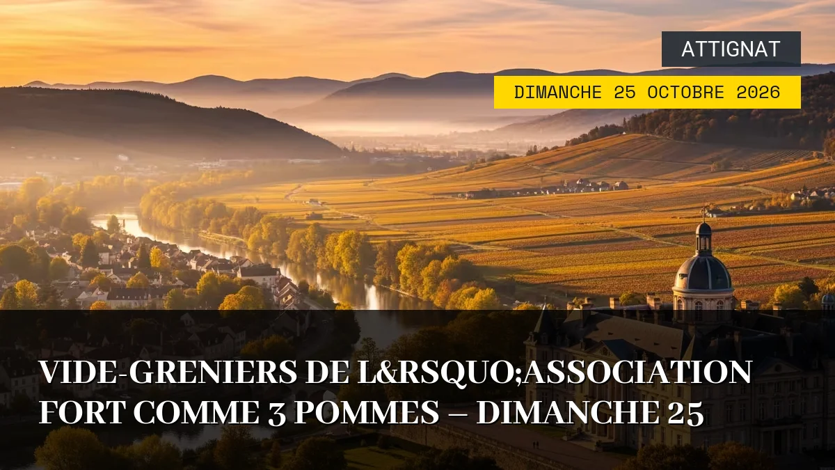 Affiche de l'événement : Vide-greniers de l&rsquo;association Fort comme 3 Pommes – Dimanche 25 Octobre 2026