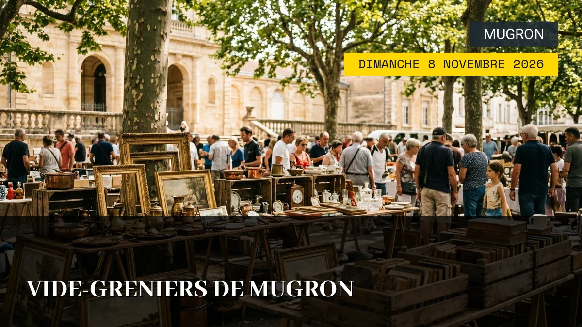 Affiche de l'événement : Vide-greniers de Mugron – Dimanche 8 Novembre 2026