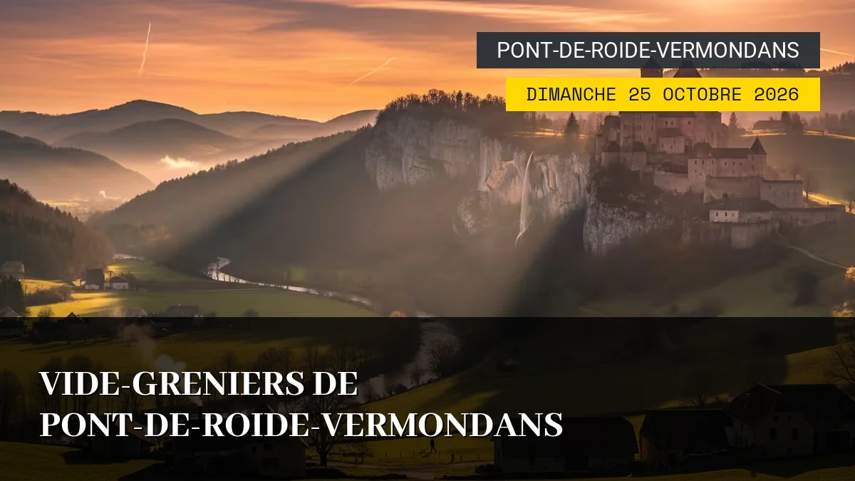 Affiche de l'événement : Vide-greniers de Pont-de-Roide-Vermondans – Dimanche 25 Octobre 2026