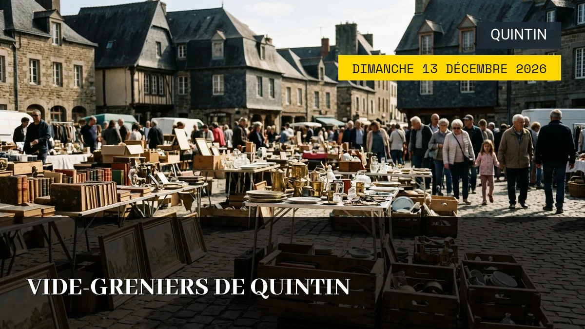 Affiche de l'événement : Vide-Greniers de Quintin – Dimanche 13 Décembre 2026