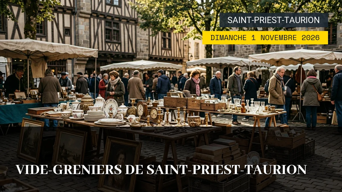 Affiche de l'événement : Vide-Greniers de Saint-Priest-Taurion – Dimanche 1 Novembre 2026