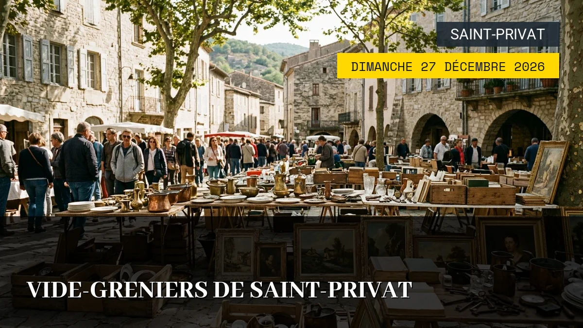 Affiche de l'événement : Vide-Greniers de Saint-Privat – Dimanche 27 Décembre 2026
