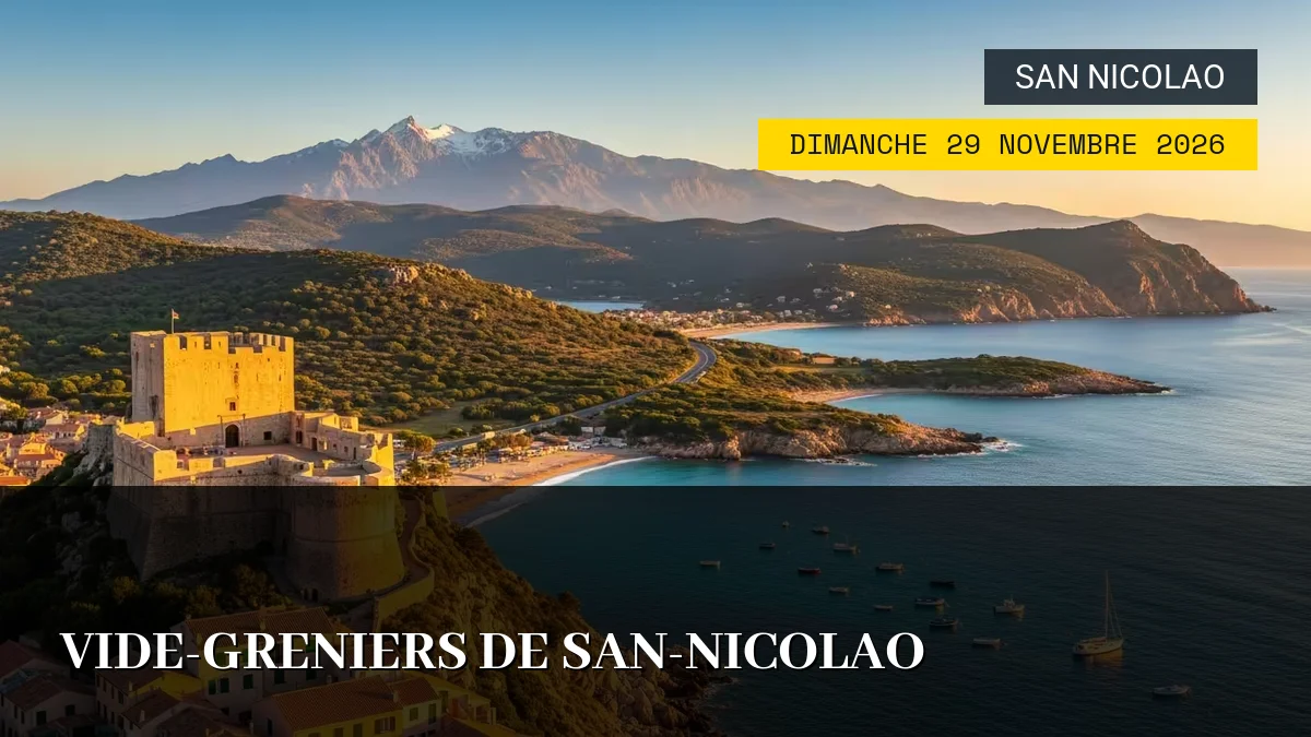 Affiche de l'événement : Vide-Greniers de San-Nicolao – Dimanche 29 Novembre 2026