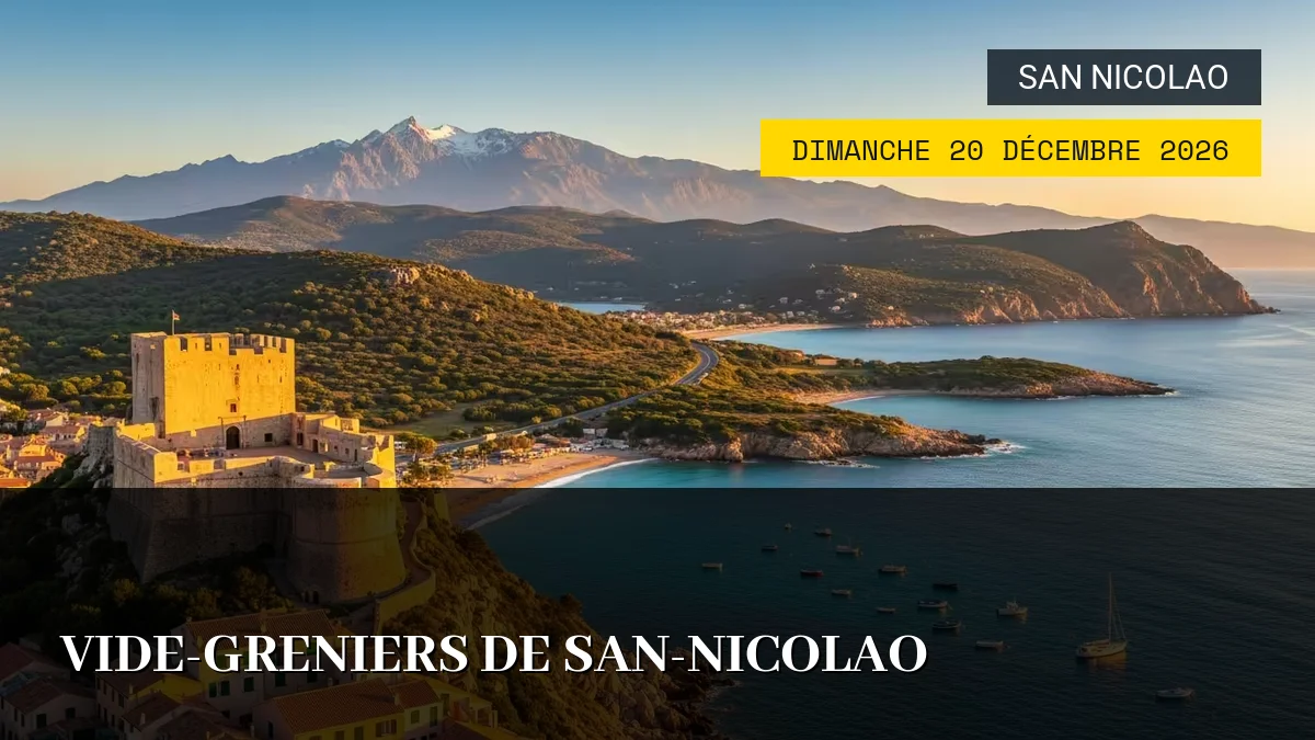 Affiche de l'événement : Vide-Greniers de San-Nicolao – Dimanche 20 Décembre 2026