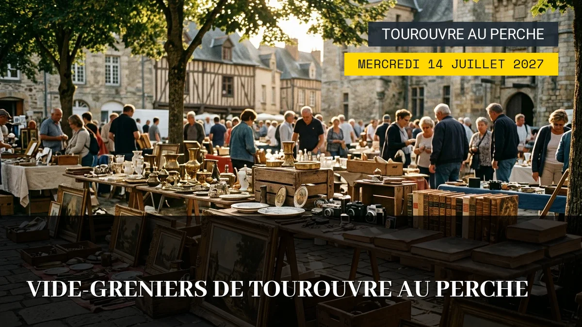 Affiche de l'événement : Vide-Greniers de Tourouvre au Perche – Mercredi 14 Juillet 2027