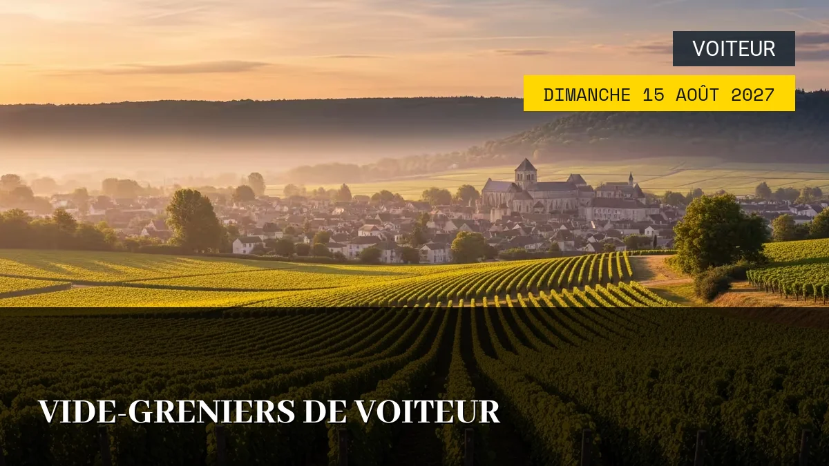 Affiche de l'événement : Vide-greniers de Voiteur – Dimanche 15 Août 2027