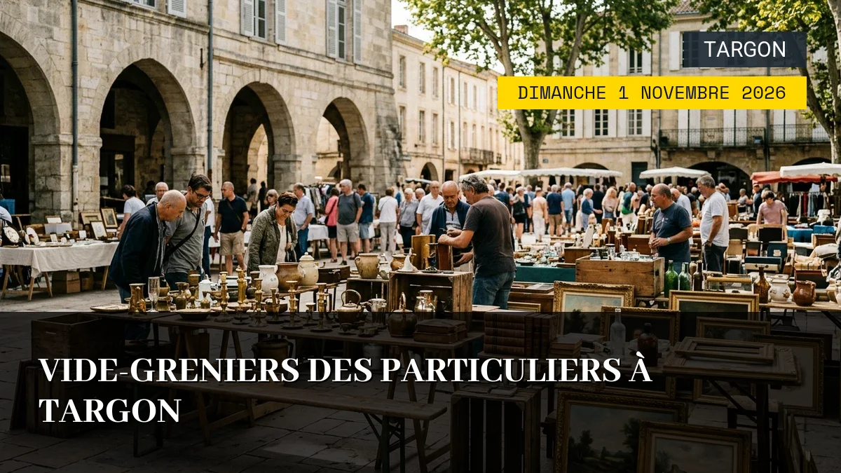 Affiche de l'événement : Vide-Greniers des Particuliers à Targon – Dimanche 1 Novembre 2026