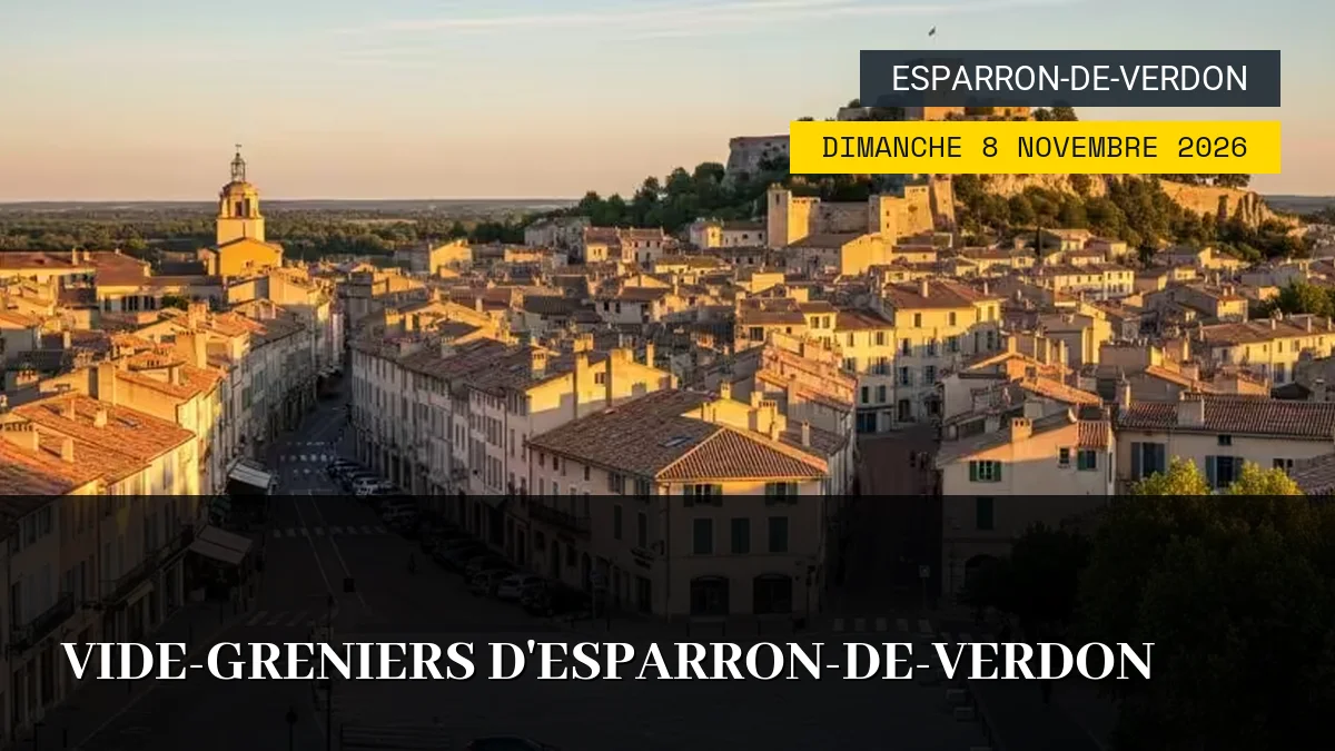 Affiche de l'événement : Vide-Greniers d&rsquo;Esparron-de-Verdon – Dimanche 8 Novembre 2026
