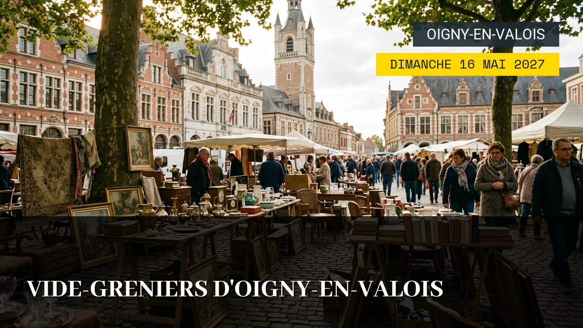 Affiche de l'événement : Vide-greniers d&rsquo;Oigny-en-Valois – Dimanche 16 Mai 2027