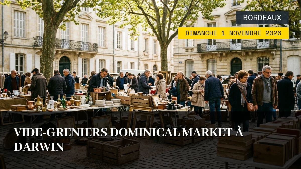 Affiche de l'événement : Vide-greniers Dominical Market à Darwin – Dimanche 1 Novembre 2026