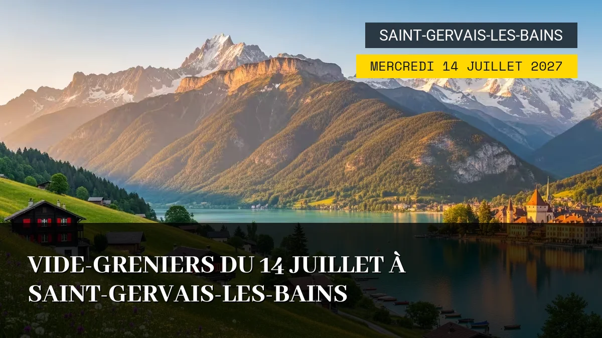 Affiche de l'événement : Vide-greniers du 14 Juillet à Saint-Gervais-les-Bains – Mercredi 14 Juillet 2027
