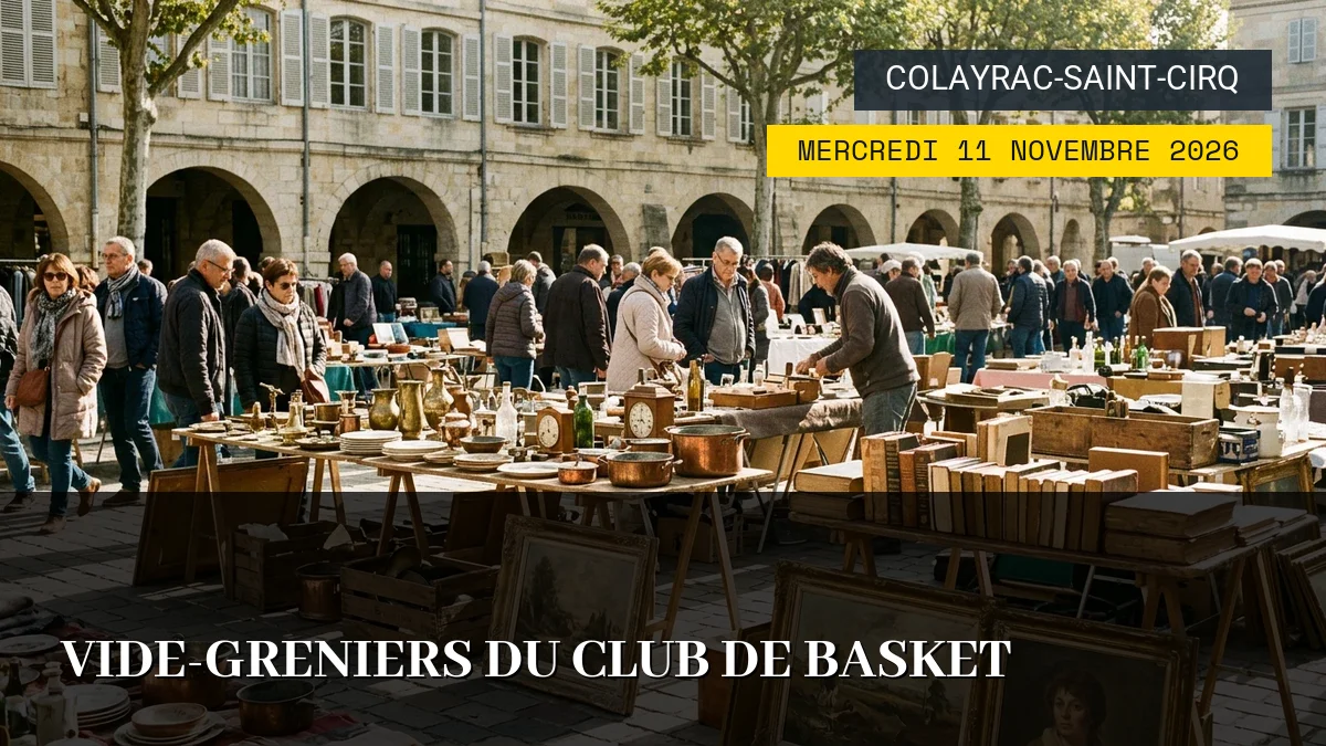 Affiche de l'événement : Vide-greniers du club de basket – Mercredi 11 Novembre 2026
