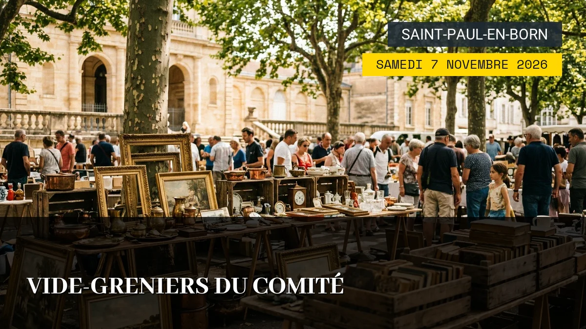 Affiche de l'événement : Vide-greniers du comité – Samedi 7 Novembre 2026