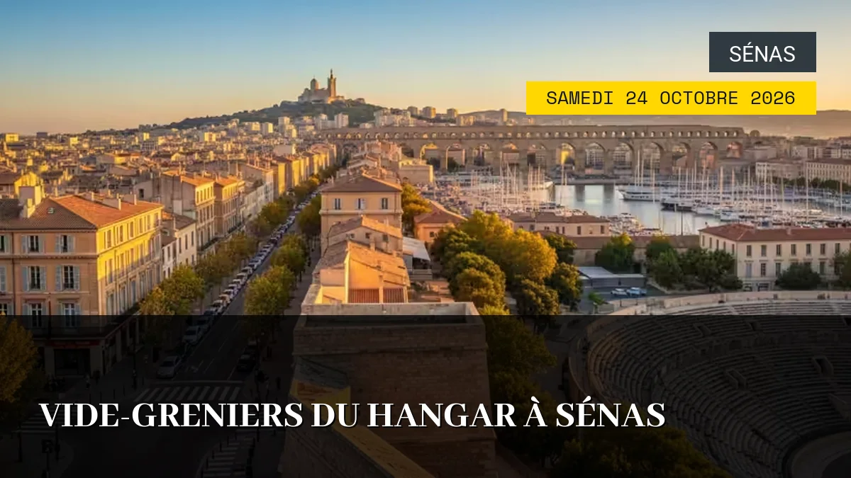 Affiche de l'événement : Vide-Greniers du Hangar à Sénas – Samedi 24 Octobre 2026